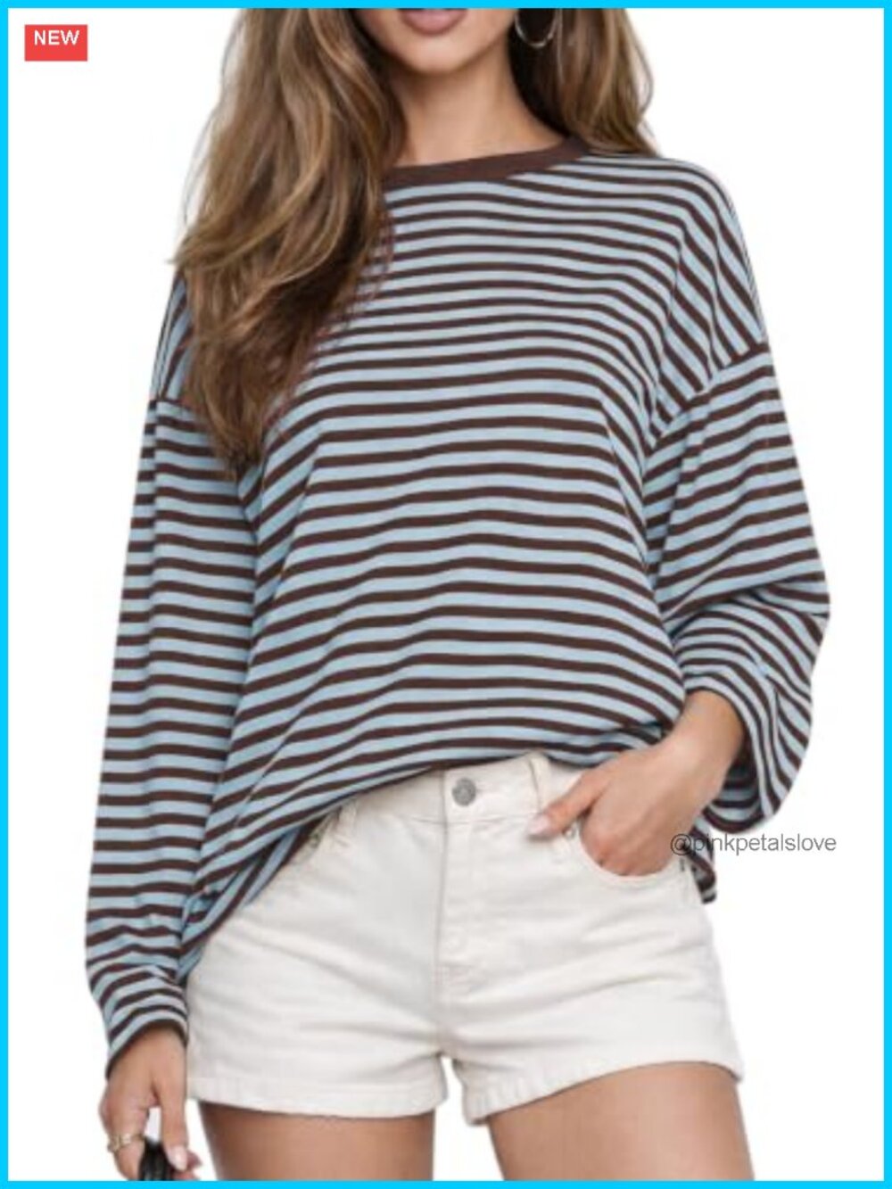 Oversized Striped Long Sleeve T Shirt Casual Fall Tee Loose Fit